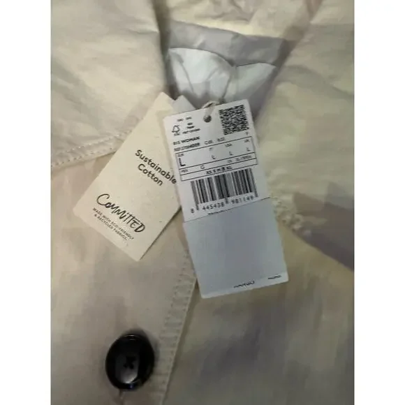 MNG Mango Trench Belted coat Womens Ivory Double Breasted Classic Sz:L - Picture 5 of 9